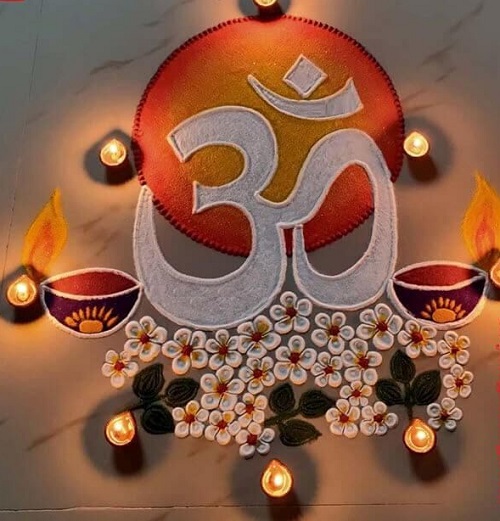 33 Easy Dussehra Rangoli Ideas with flowers 23