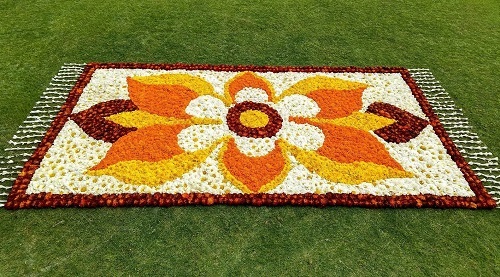 33 Easy Dussehra Rangoli Ideas with flowers 29