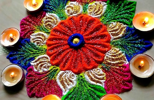 33 Easy Dussehra Rangoli Ideas with flowers 27