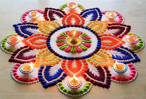 33 Easy Dussehra Rangoli Ideas with flowers 31