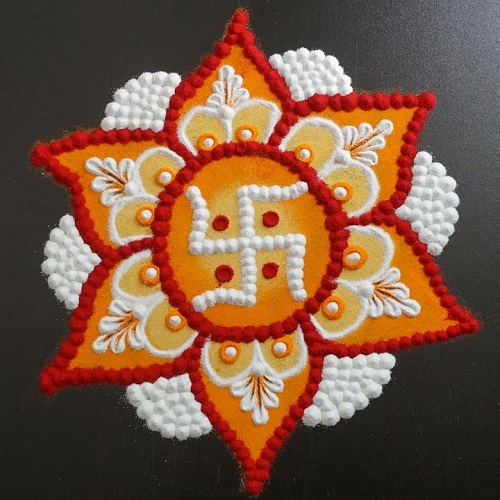 33 Easy Dussehra Rangoli Ideas with flowers 7