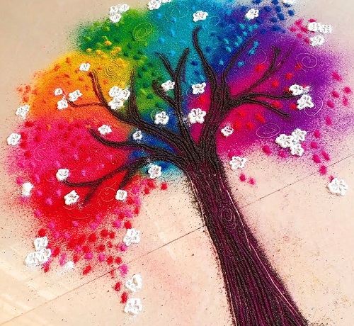 33 Easy Dussehra Rangoli Ideas with flowers 19